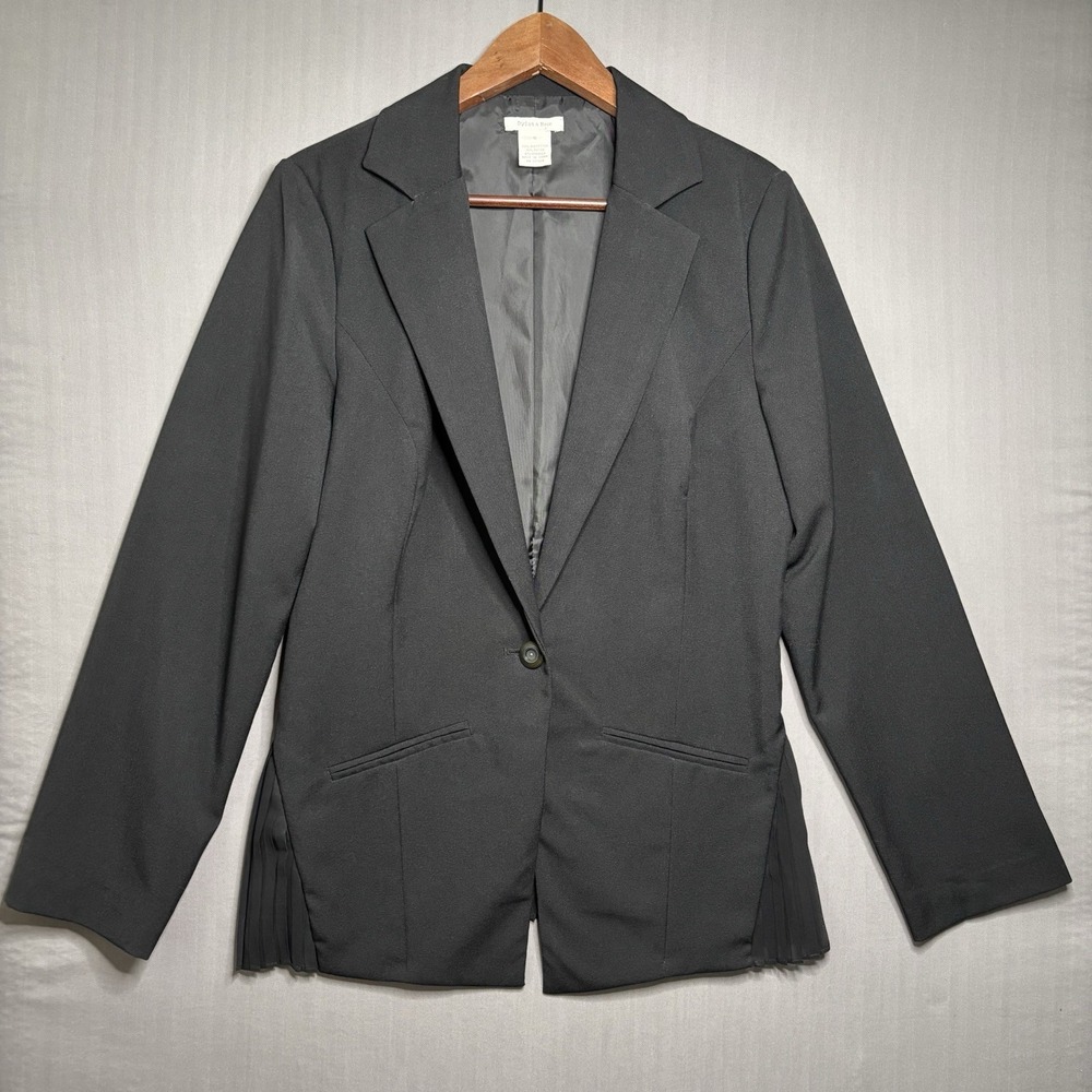Dylan & Rose Black Pleated Back Blazer Peplum Detail Jacket Size 10 Elevated